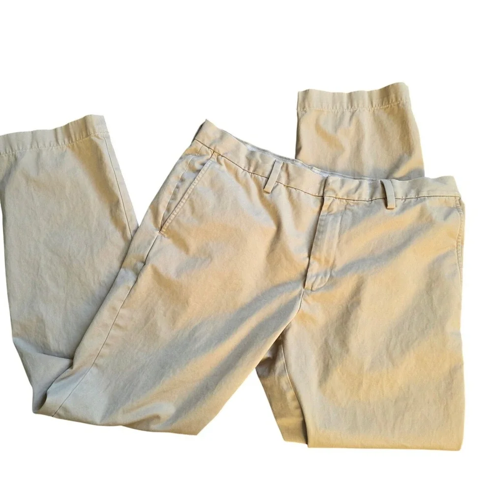 Banana‎ Republic Emerson Chino Mens Khaki Flat Front Pants Size 35x32 preppy